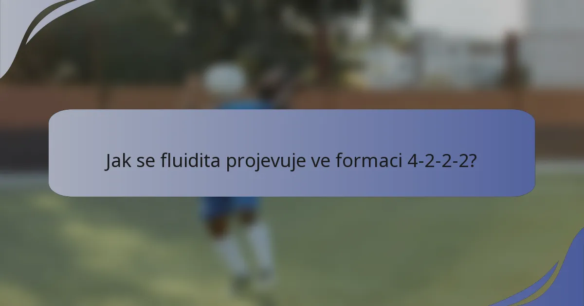 Jak se fluidita projevuje ve formaci 4-2-2-2?